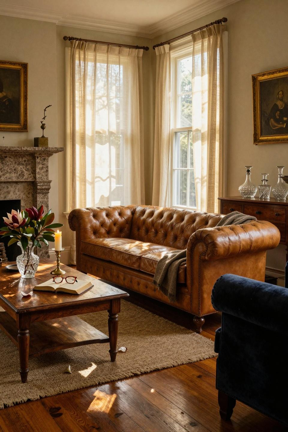 classic southern home decor - traditional room with leather furniture