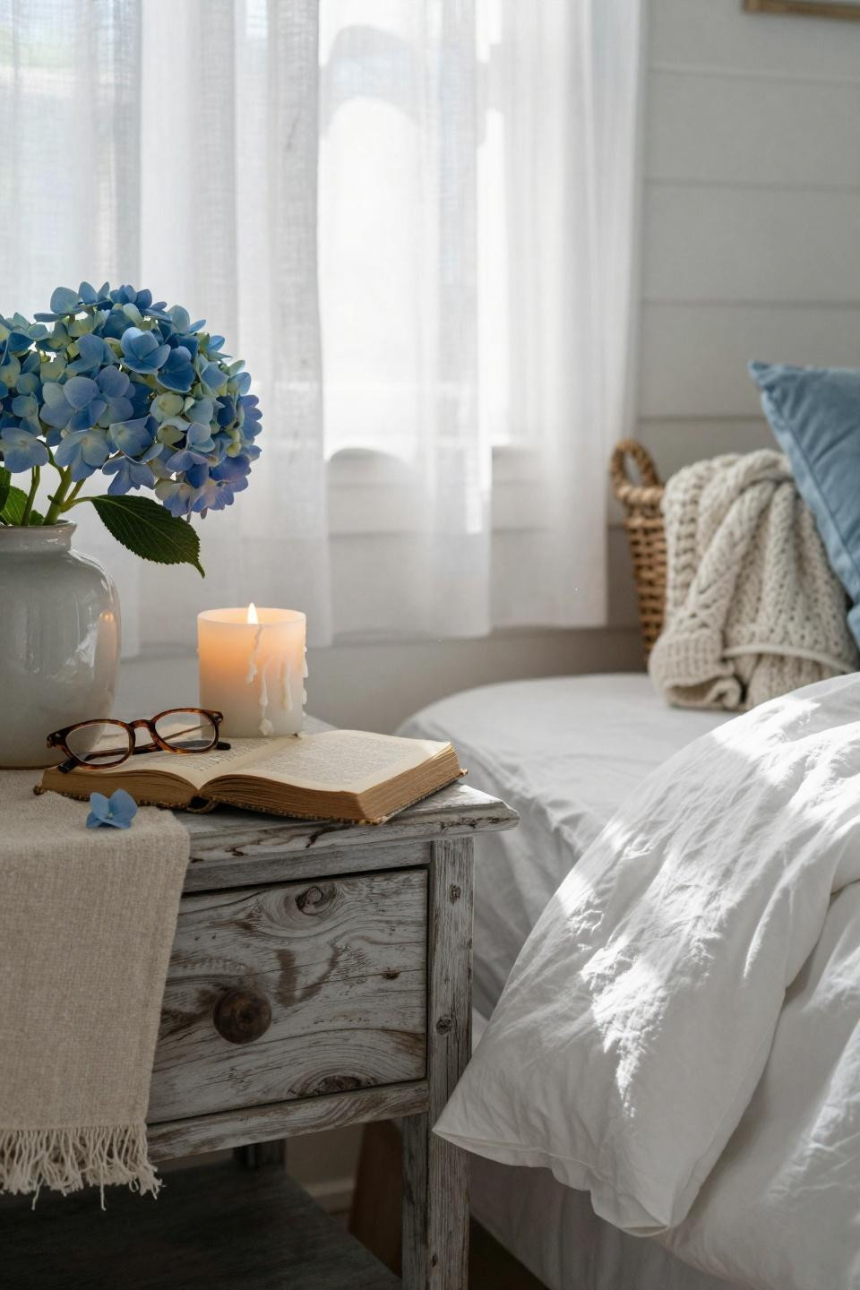 Coastal Granddaughter Bedroom driftwood nightstand detail