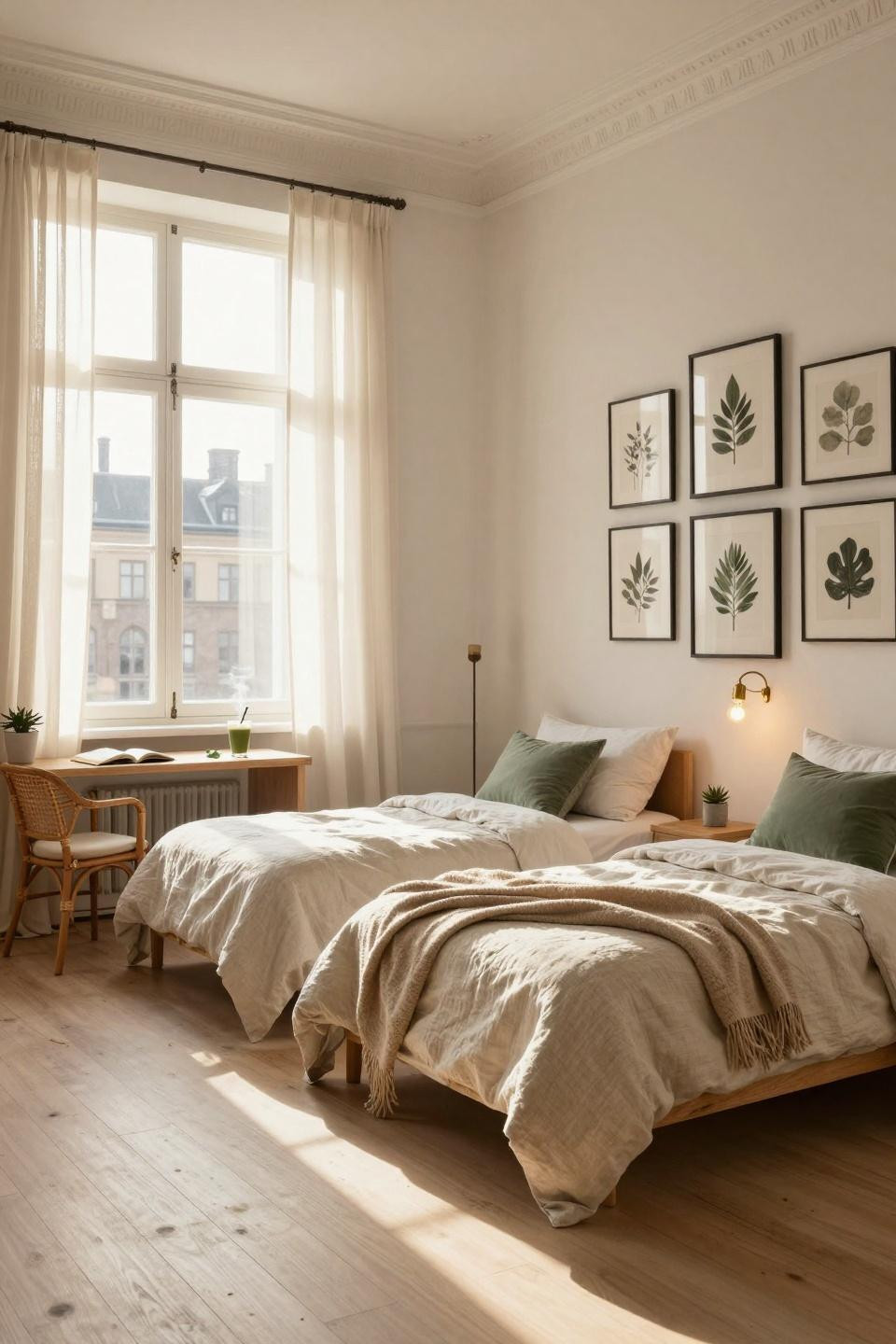 College dorm ideas featuring Scandinavian inspired minimalist setup