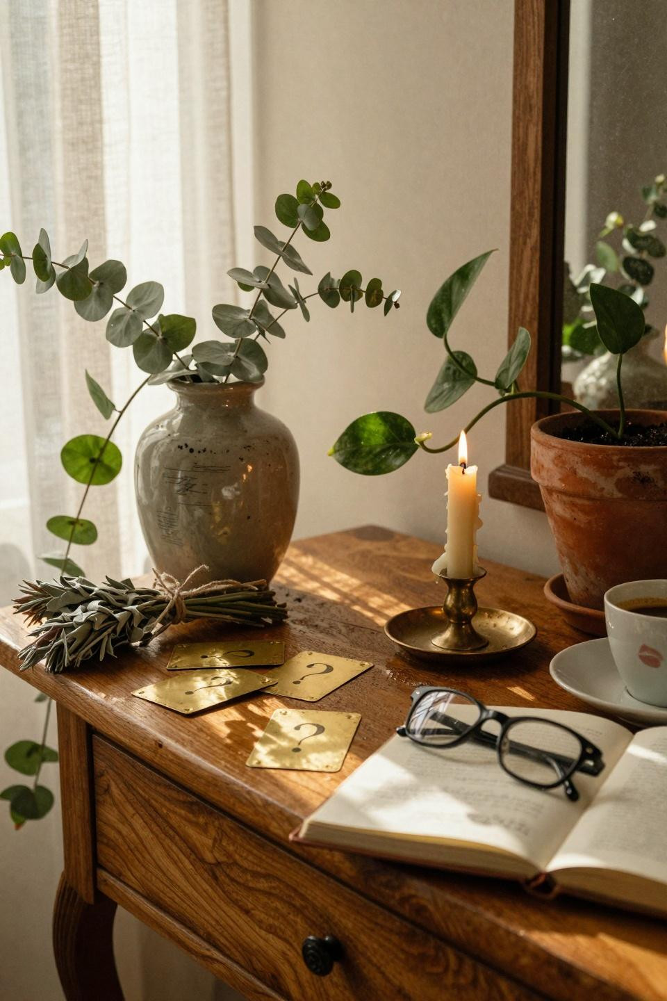 couples shower ideas - botanical game setup with trailing pothos