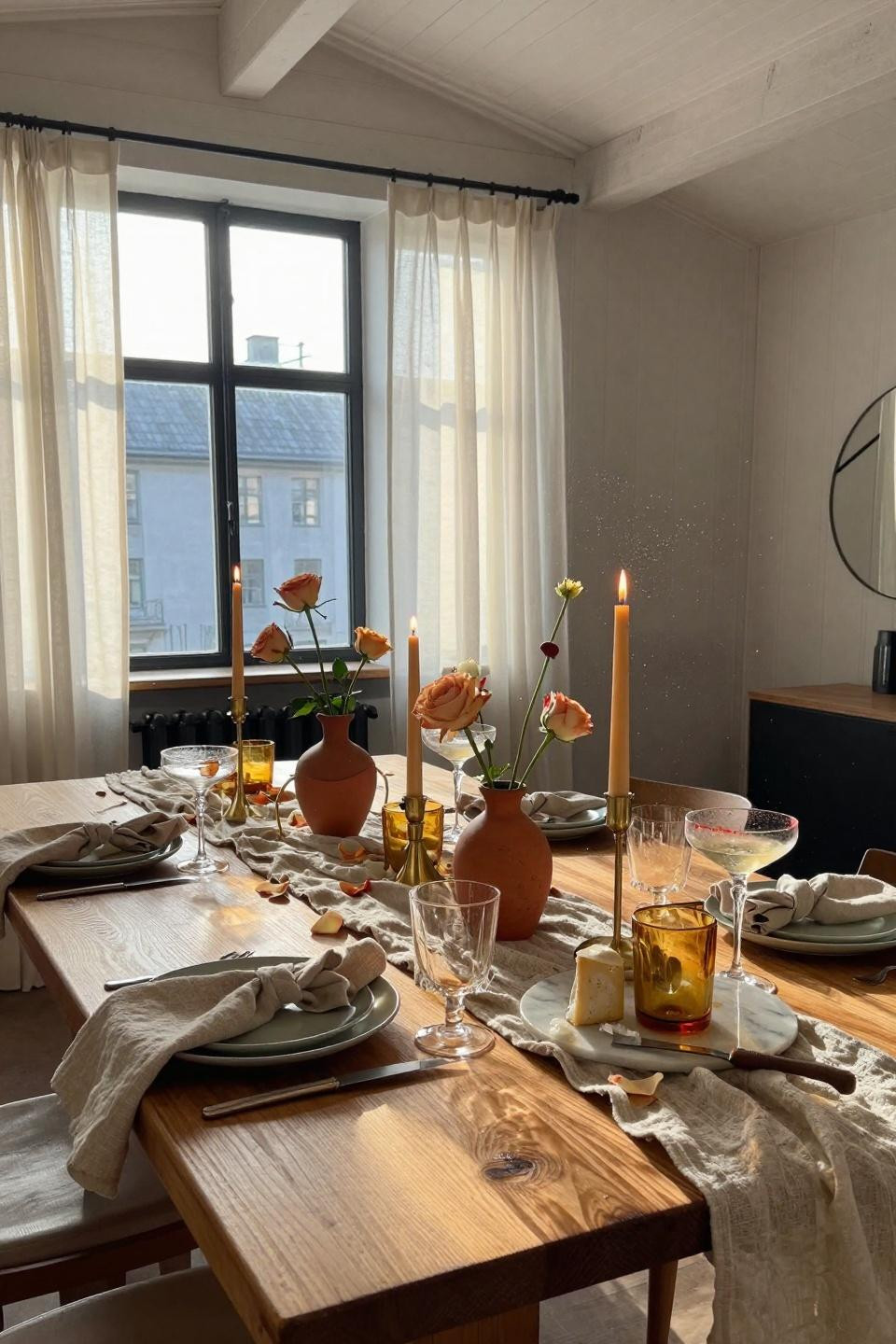 couples shower ideas - coed bridal shower table with natural linen