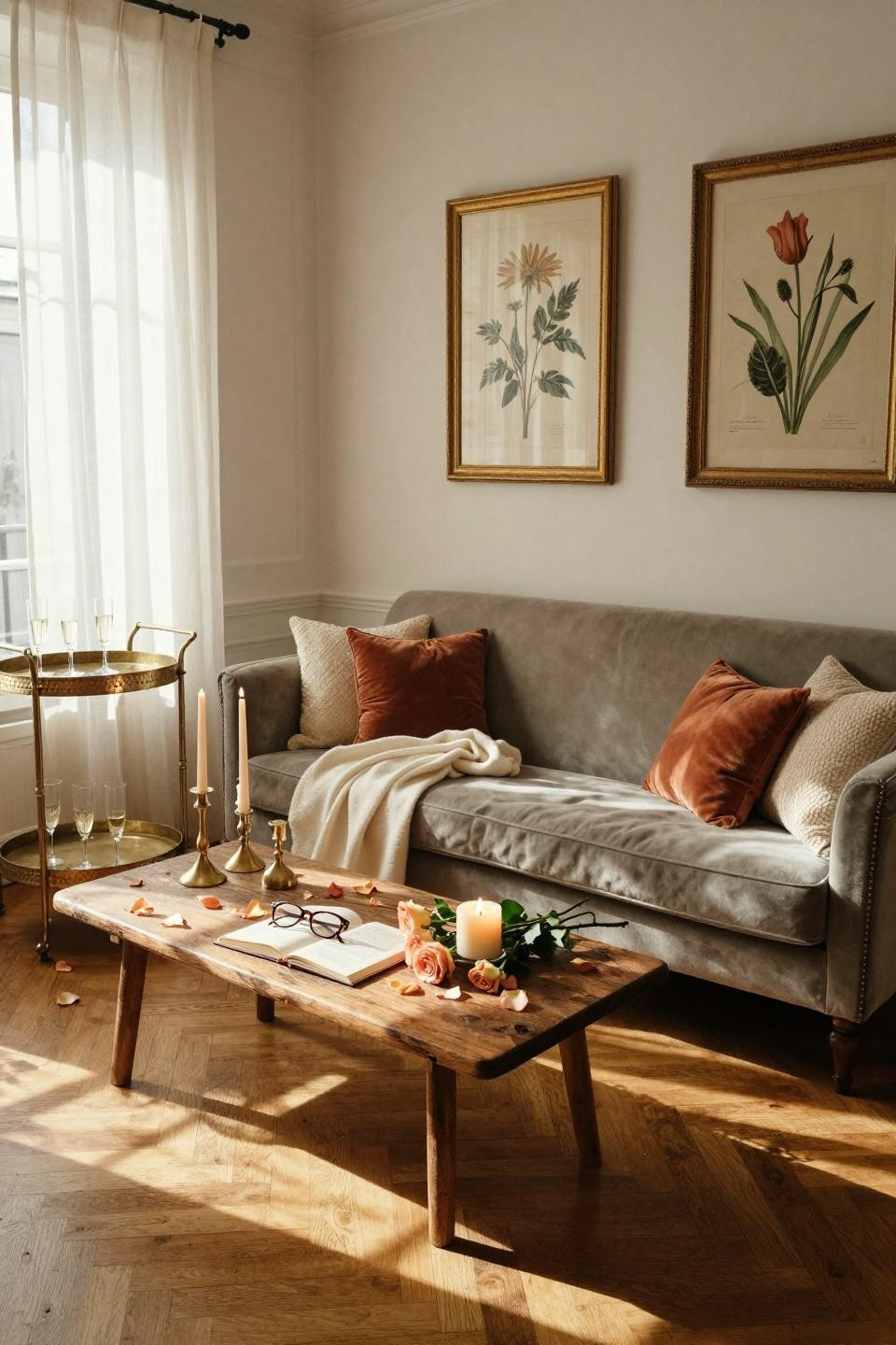 couples shower ideas - coed lounge setup with velvet sofa