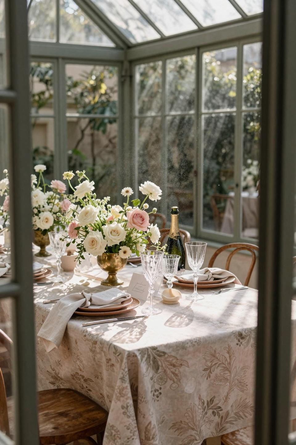 couples shower ideas - coed bridal shower in glass conservatory