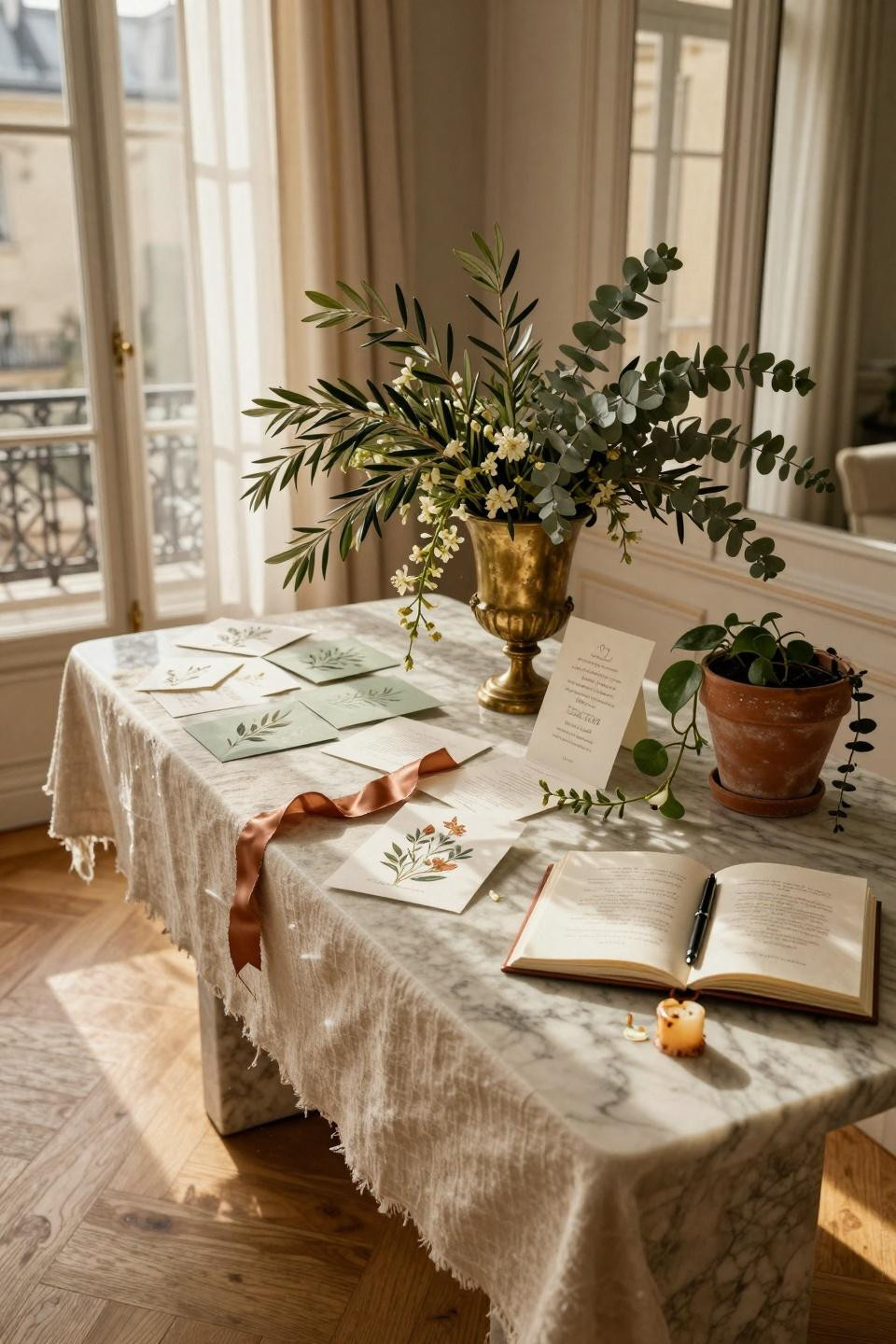 couples shower ideas - botanical invitation suite with olive branches