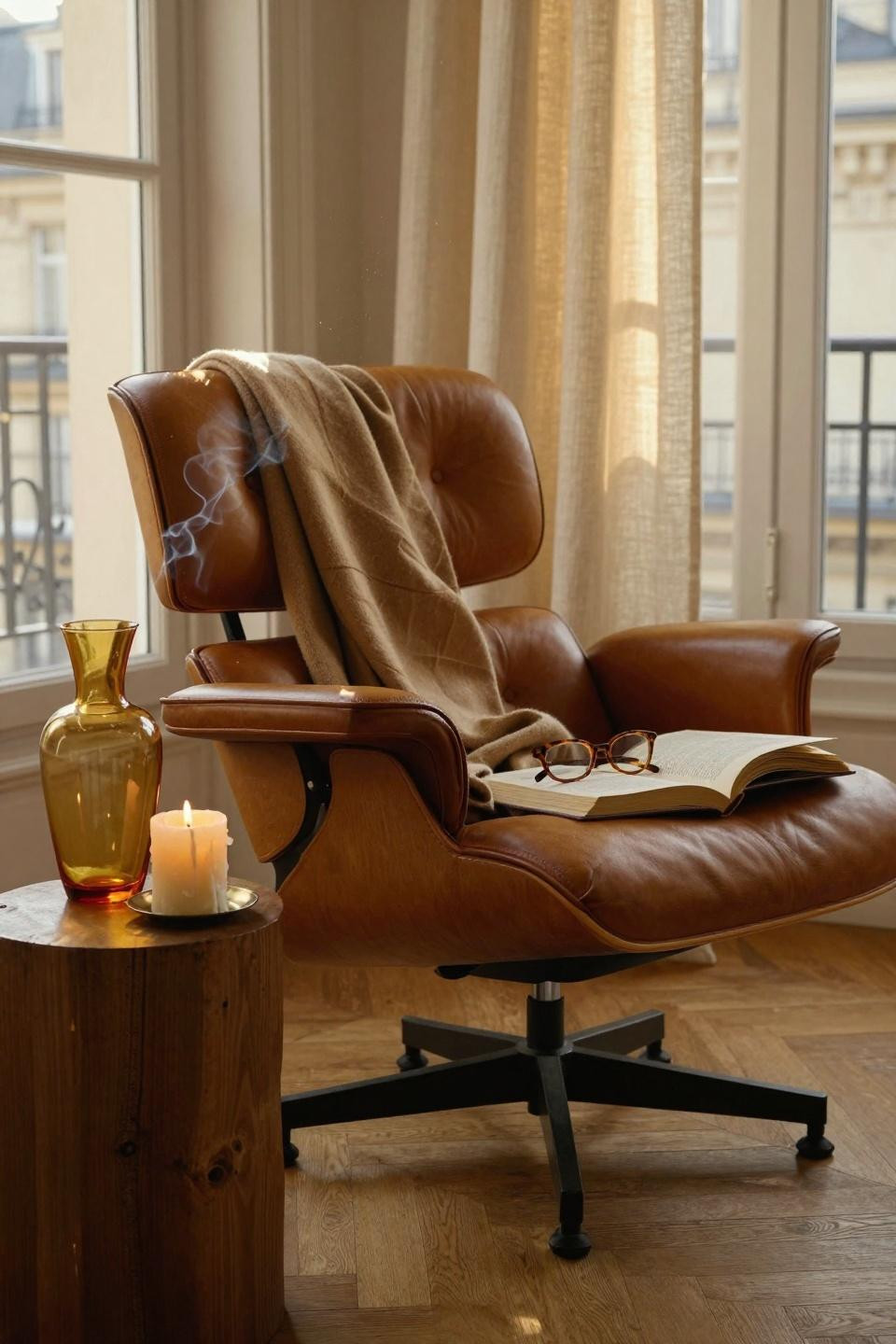 rest corner ideas - herringbone cashmere throw corner