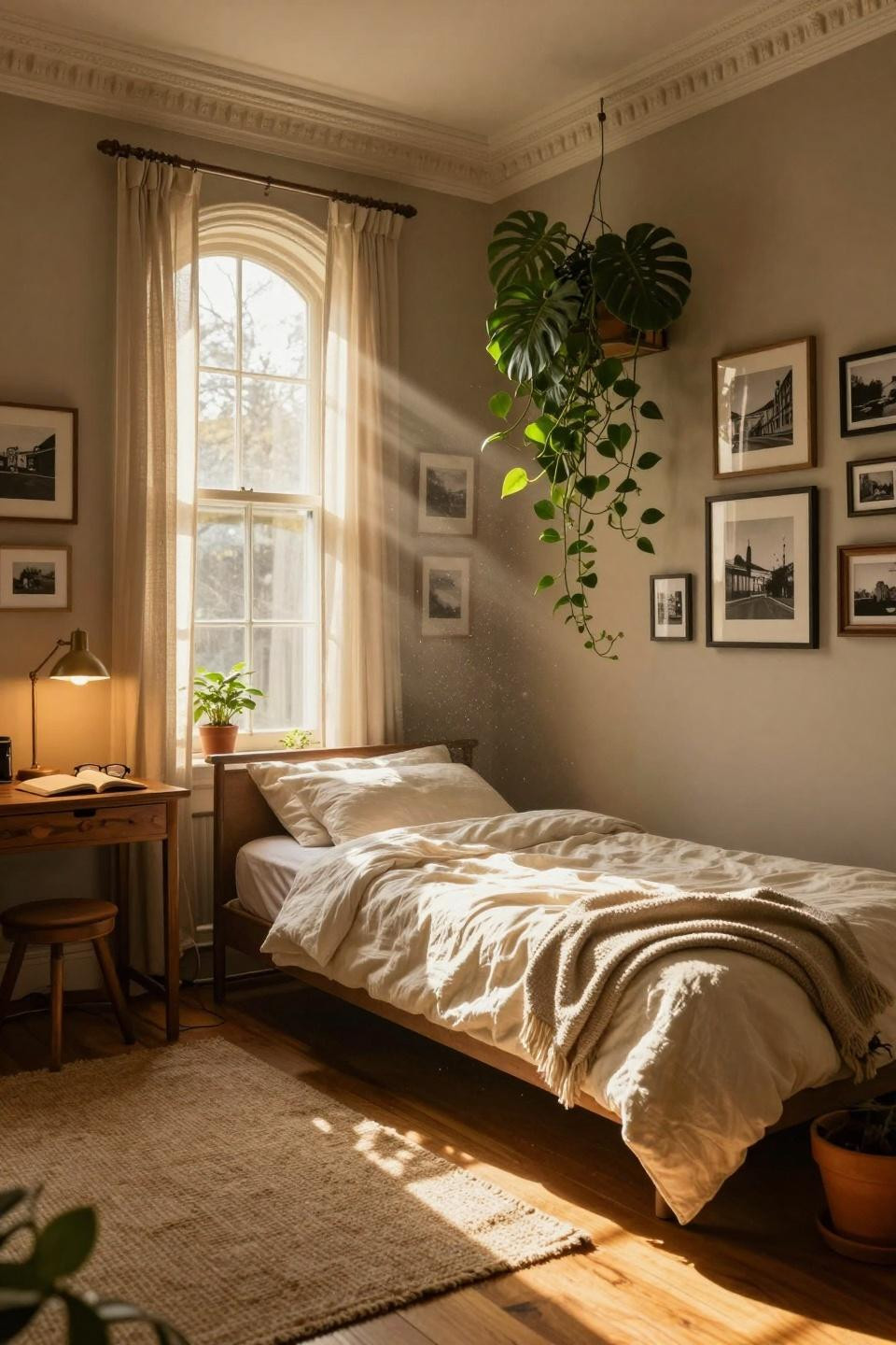 Dorm Room Ideas - botanical wall with cascading plants