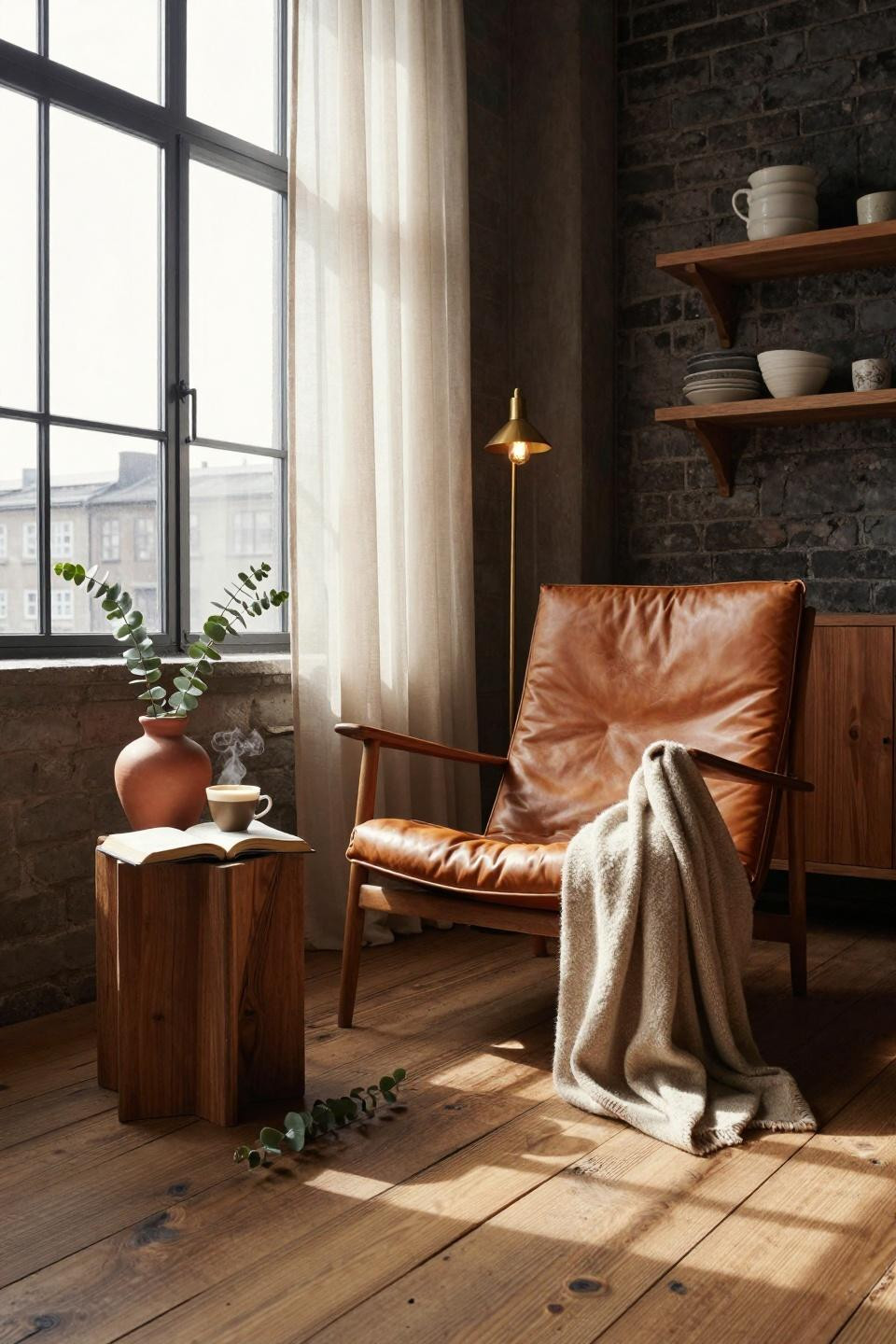 rest corner ideas - low angle walnut table setup