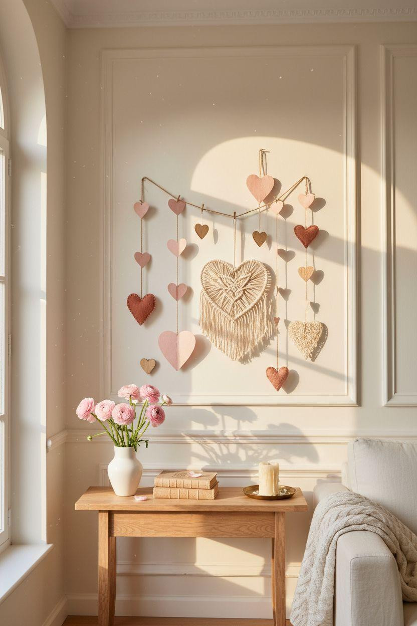 heart decorations - DIY mixed media hearts