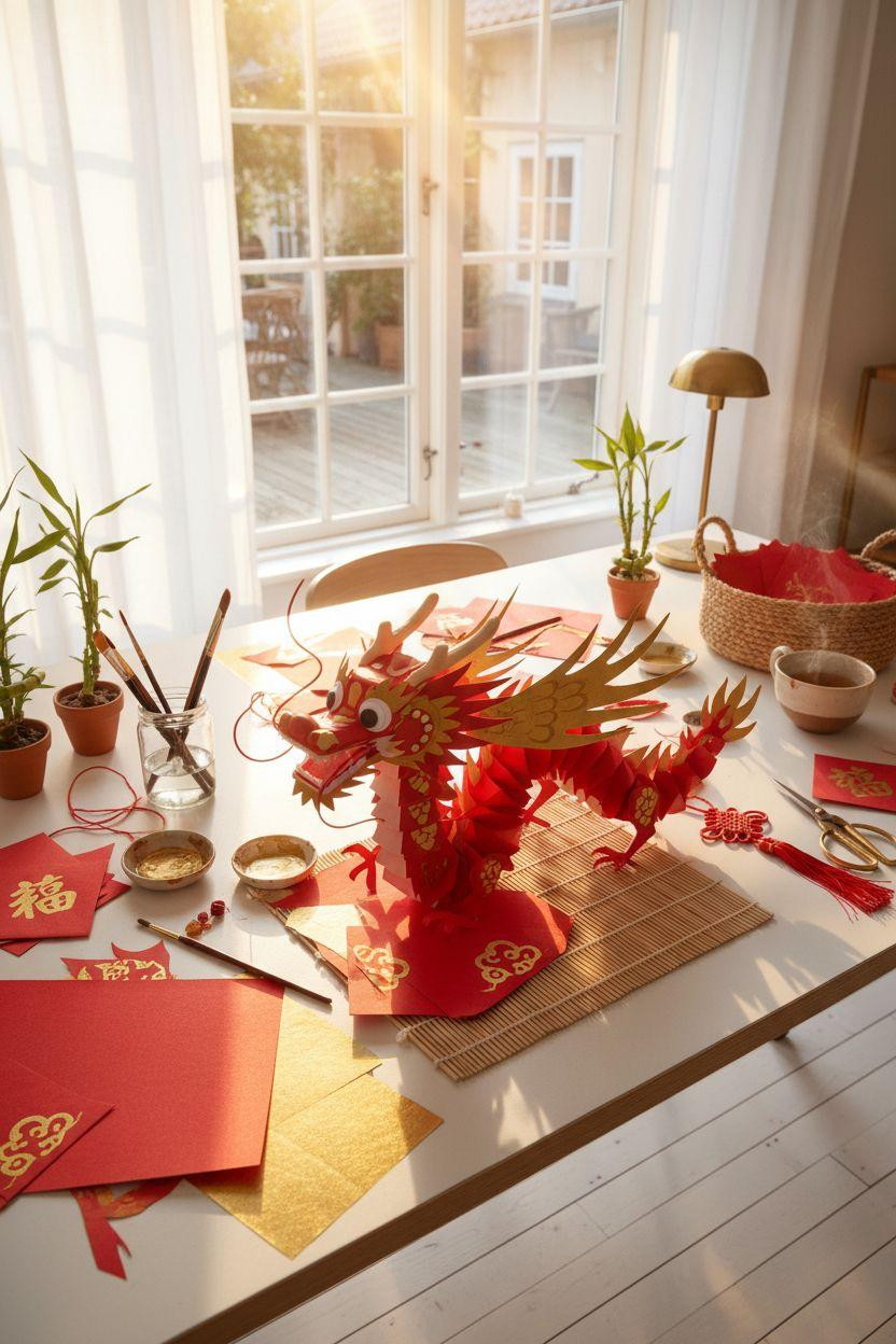 Chinese New Year crafts - handmade paper dragon