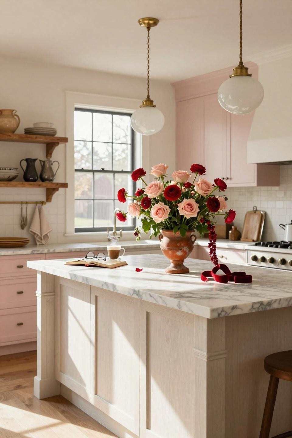 Valentines decorations for home on white oak island with roses