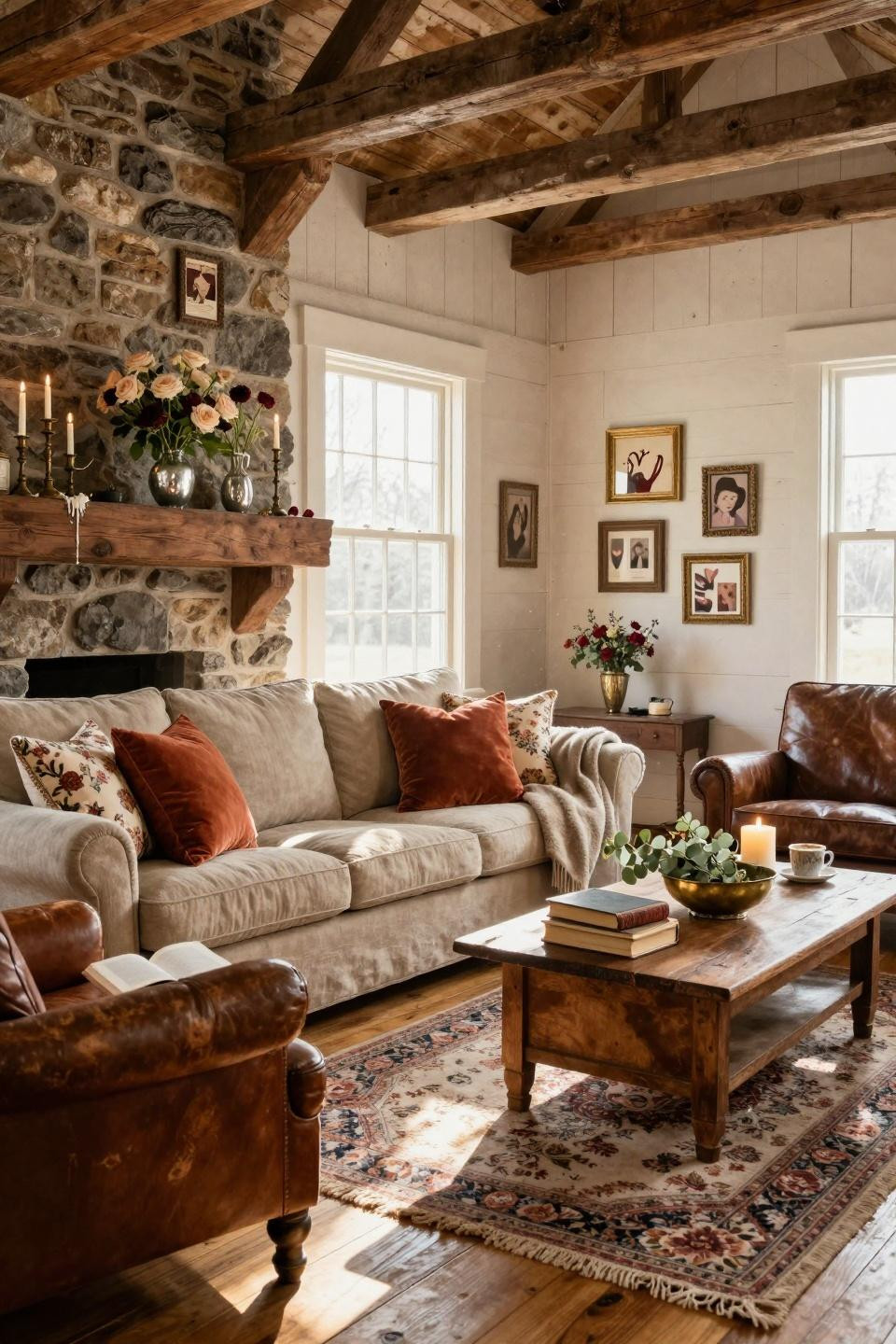 Valentines Day Decorations - grand farmhouse space with gallery wall and romantic touches