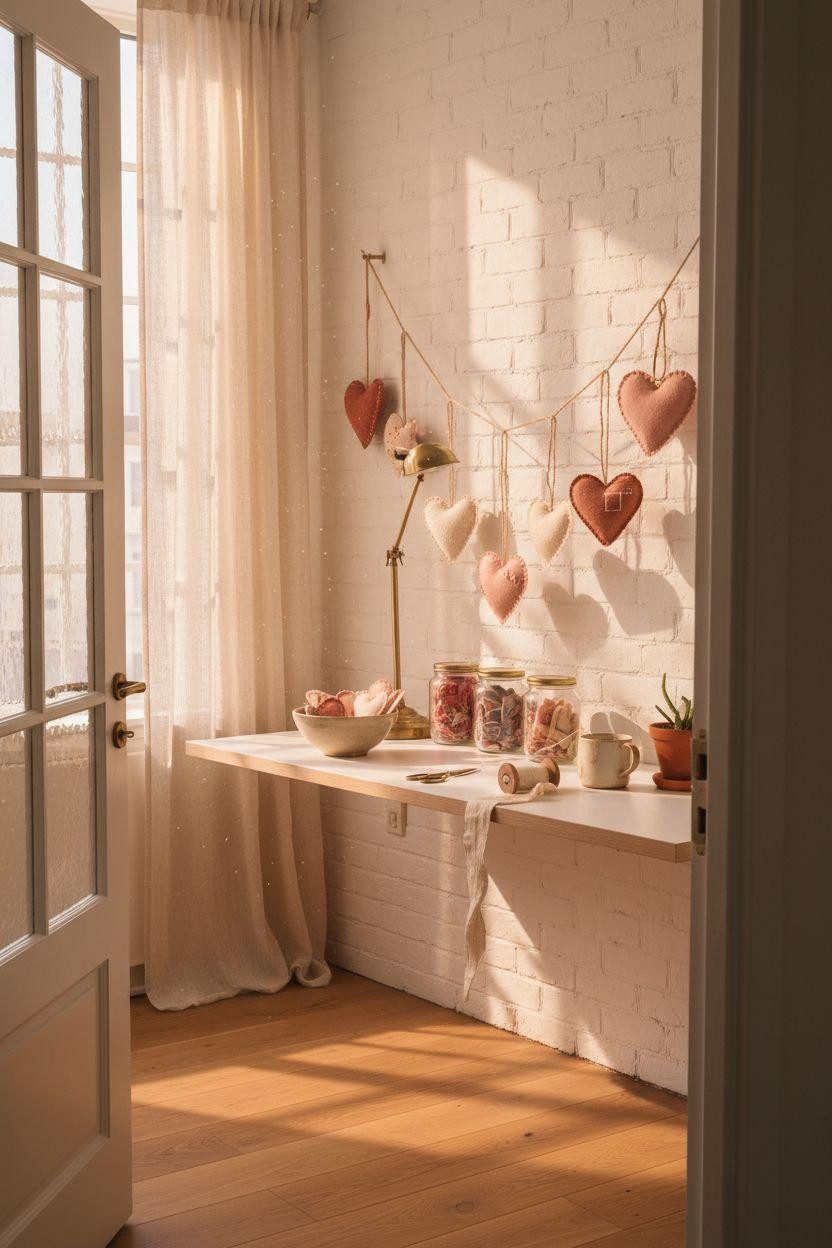 heart decorations - hand-stitched felt hearts