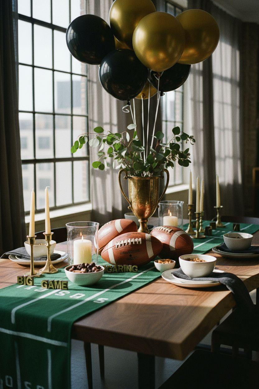 Football party decorations featuring collectible vintage elements