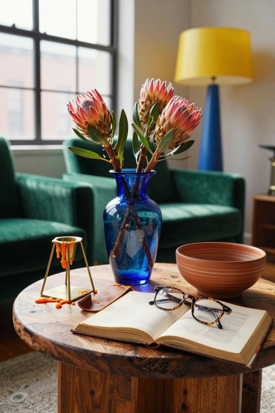 funky home decor - sculptural vignette with vintage brass