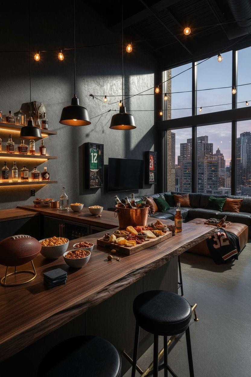 game day party setup viewed from above showing layout