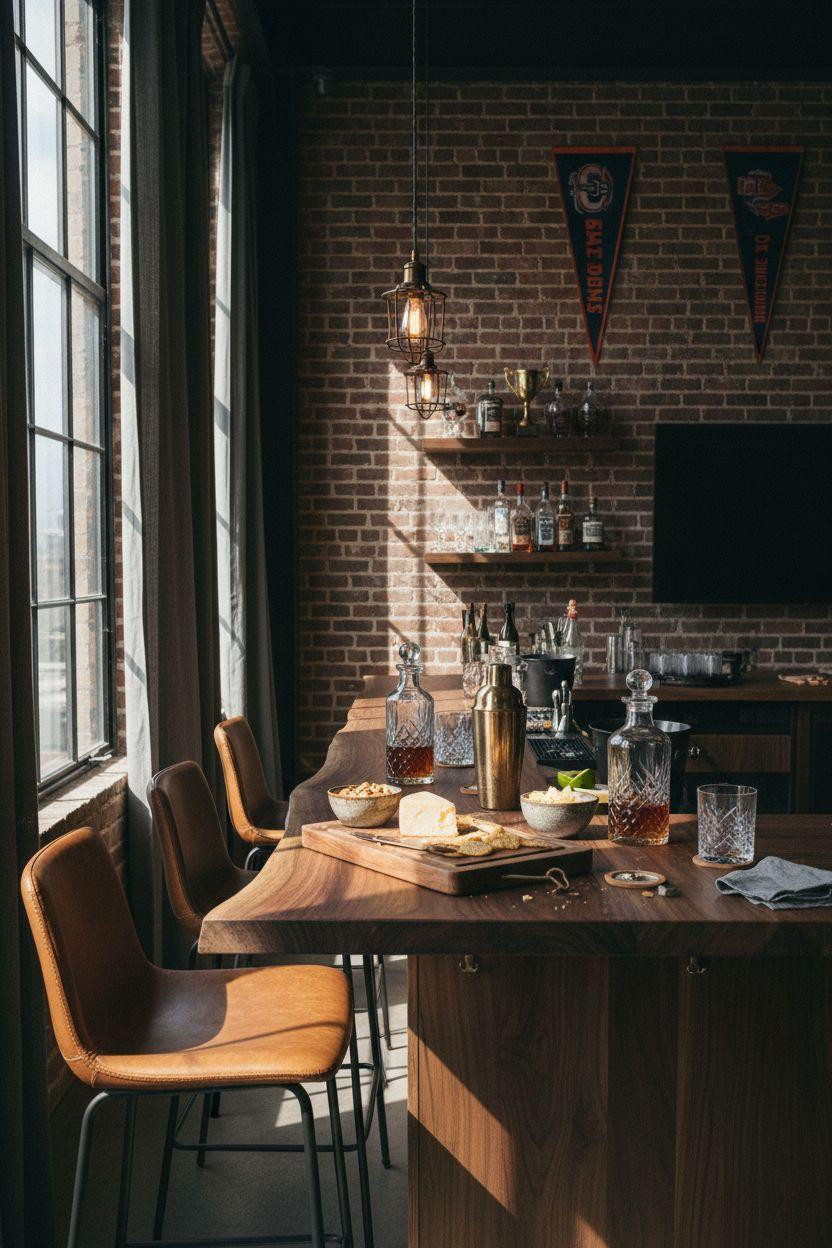 game day party setup showcasing bar length and styling details