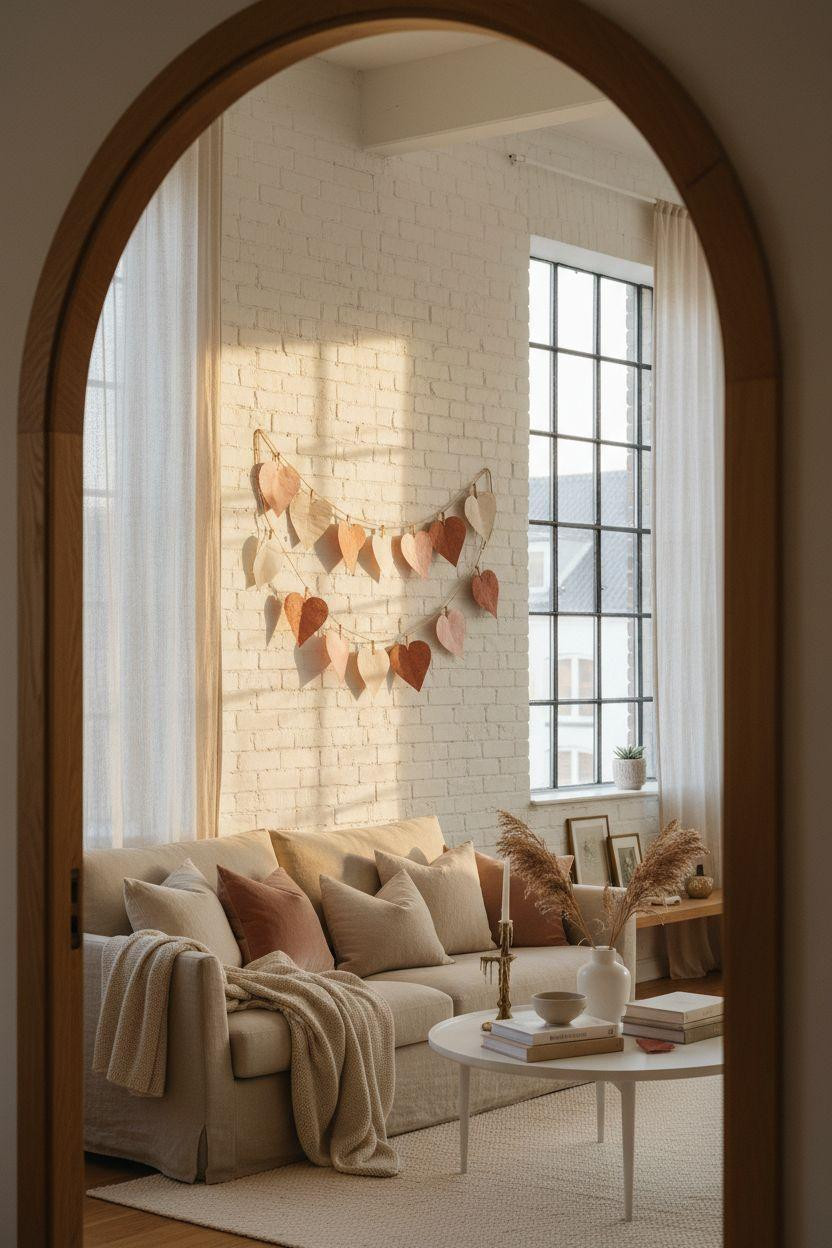 heart decorations - garland through archway