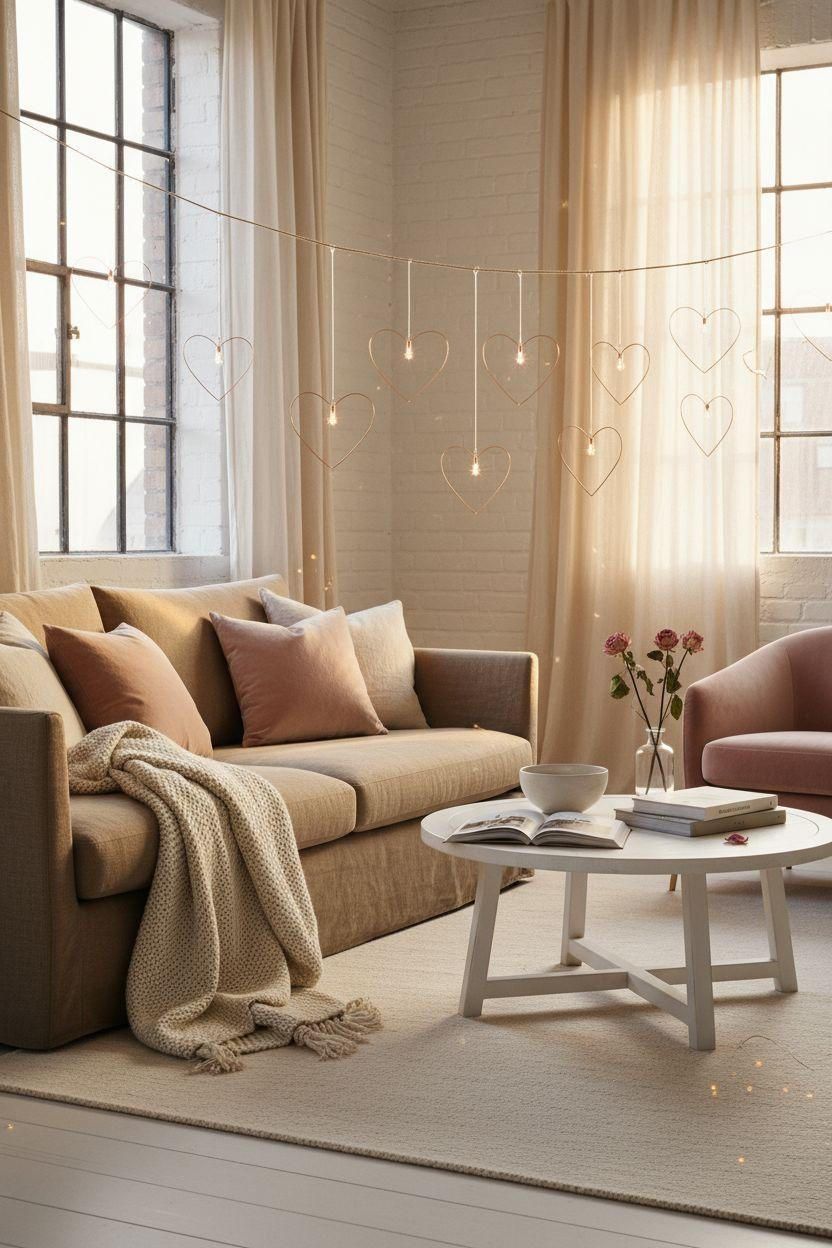 heart decorations - copper wire heart string lights