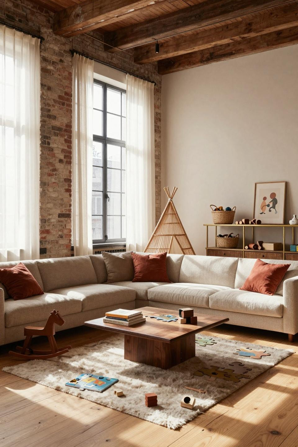 Kid Friendly Living Room with open play area