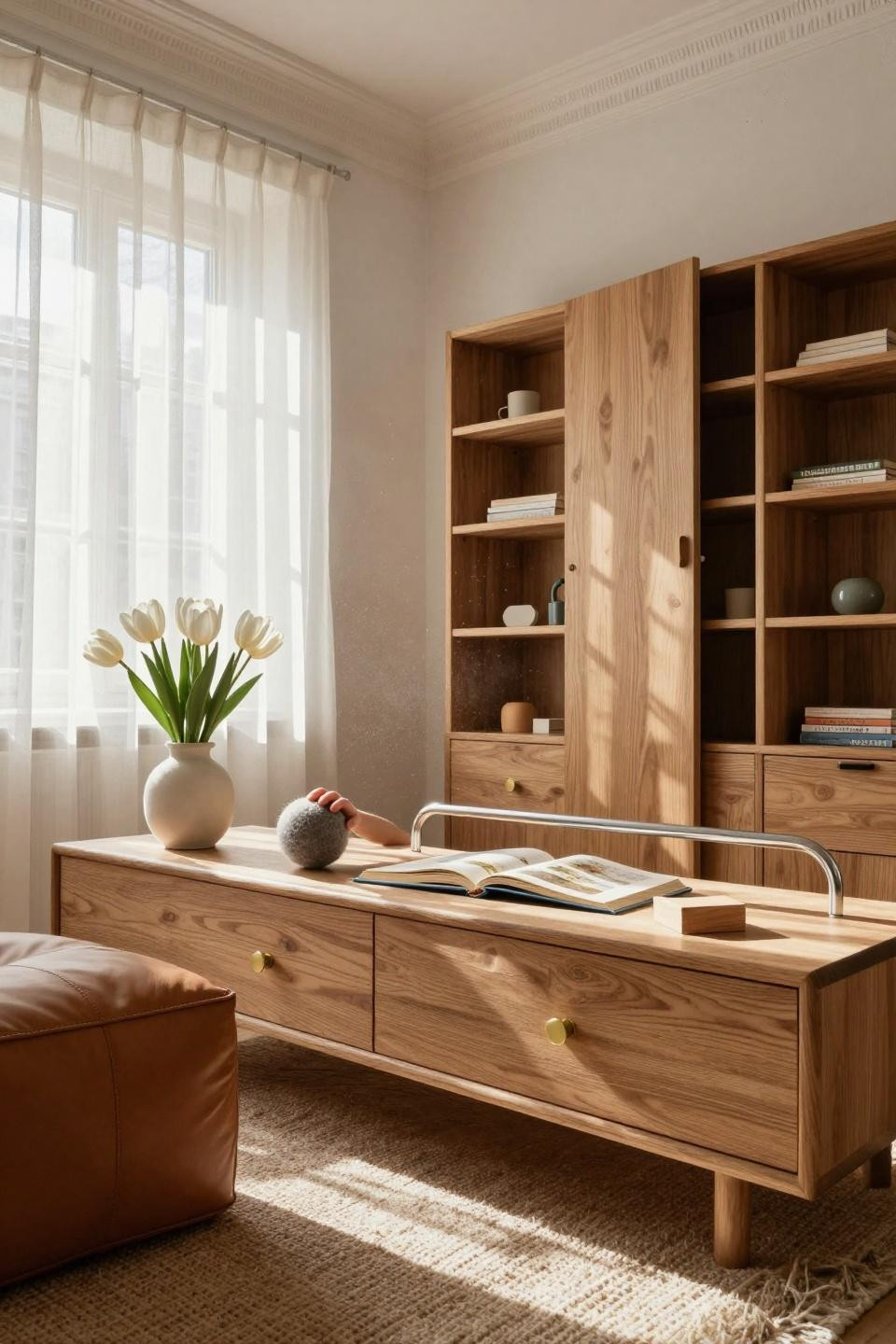 Kid Friendly Living Room shelving detail