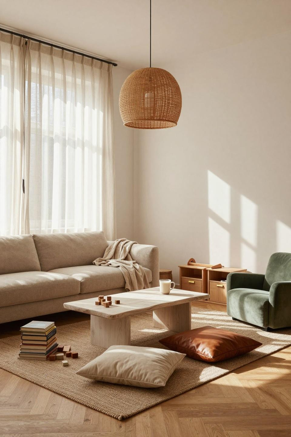 Kid Friendly Living Room with reading corner