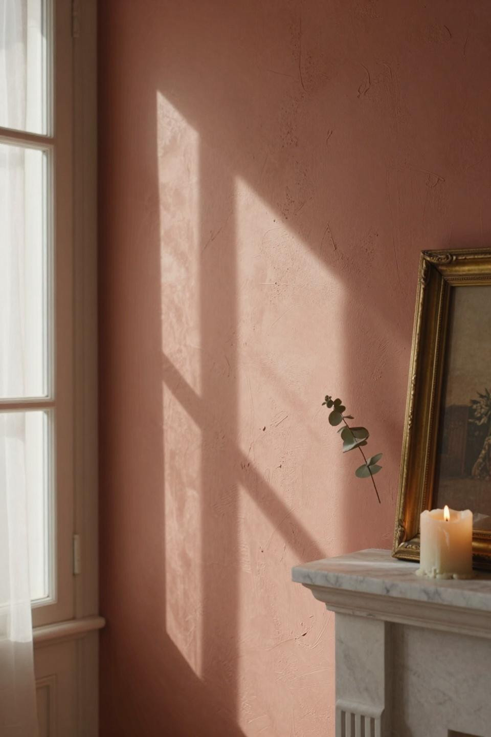 Living Room Paint Color Ideas - terracotta blush gradient textured wall