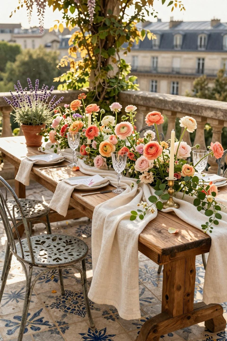 Love Is In Bloom Bridal Shower Theme on Parisian terrace