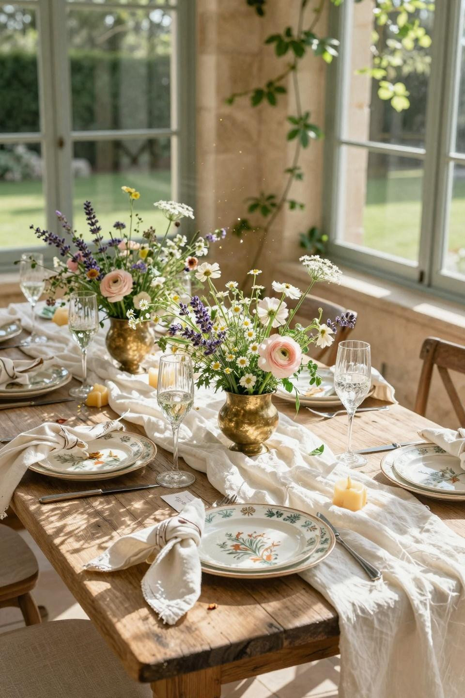 Love Is In Bloom Bridal Shower Theme overhead table view