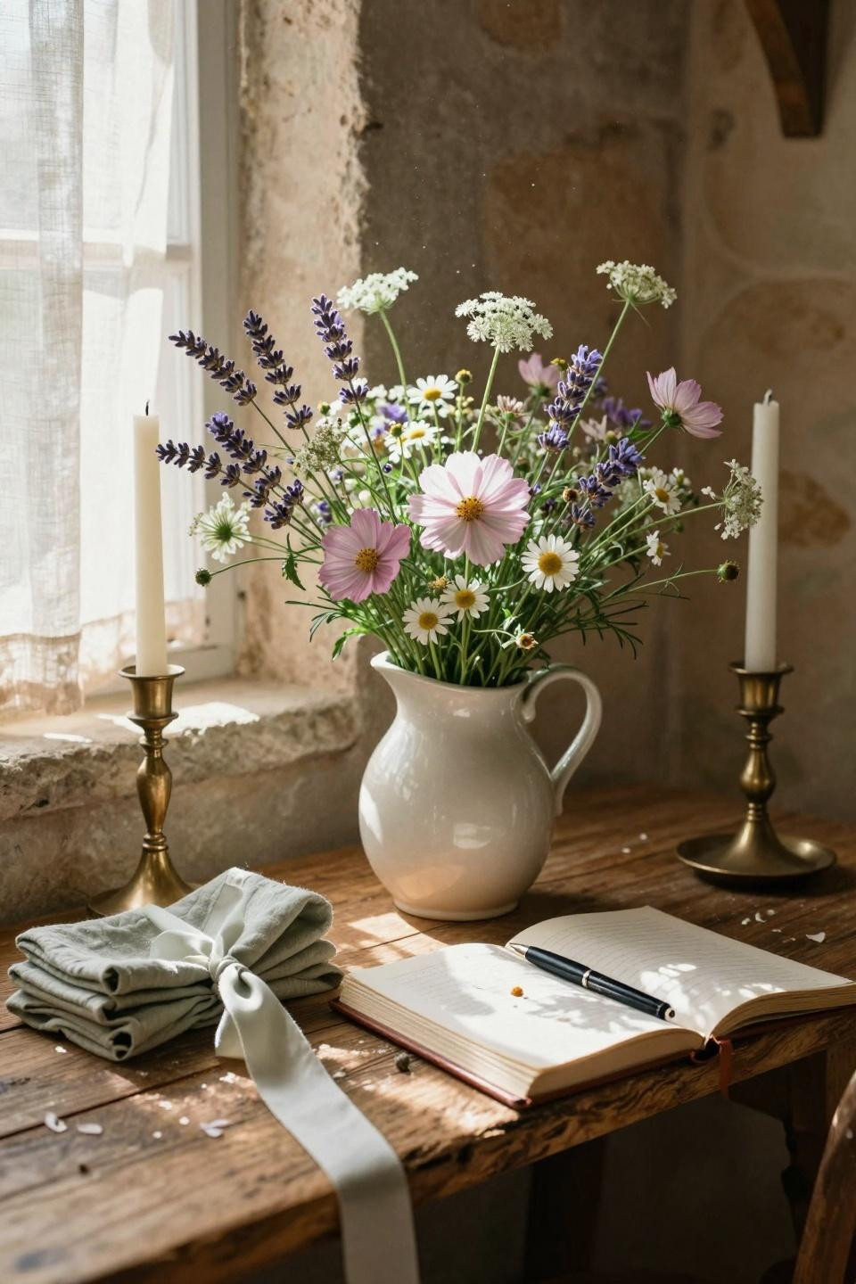 Love Is In Bloom Bridal Shower Theme on rustic shelves