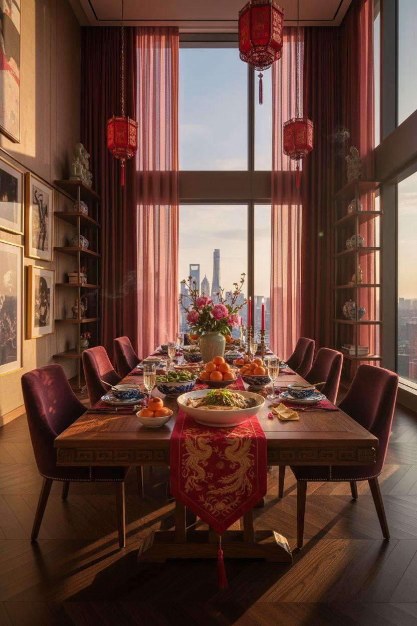 Lunar New Year party - grand penthouse living room celebration