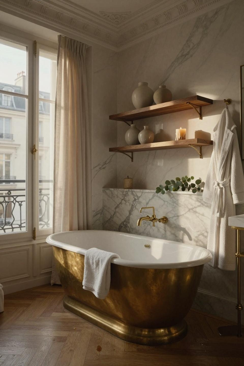 Luxury Bathroom Ideas - warm wood tones with natural light