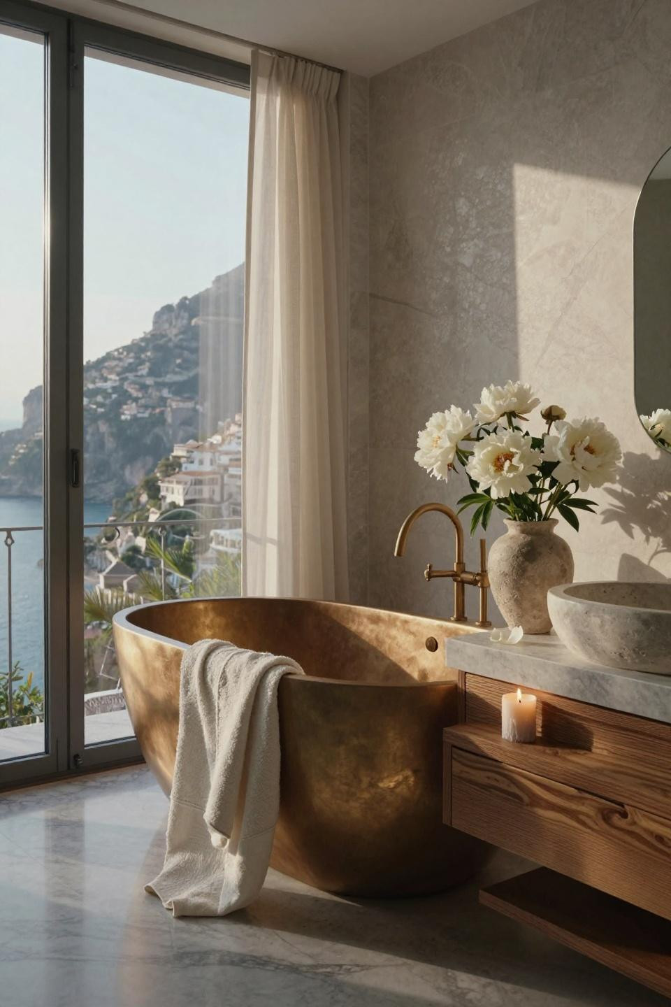 Luxury Bathroom Ideas - coastal bathroom with views