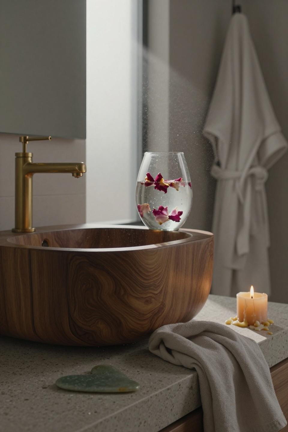 Luxury Bathroom Ideas - modern spa bathroom with wood accents