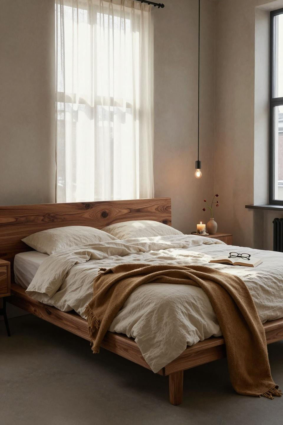 Luxury Bedroom Master featuring cognac leather and brass bed frame