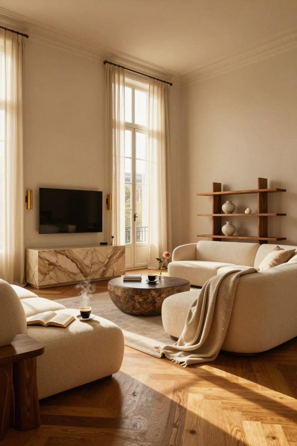 Tv Lounge Ideas - Haussmann penthouse with tall windows