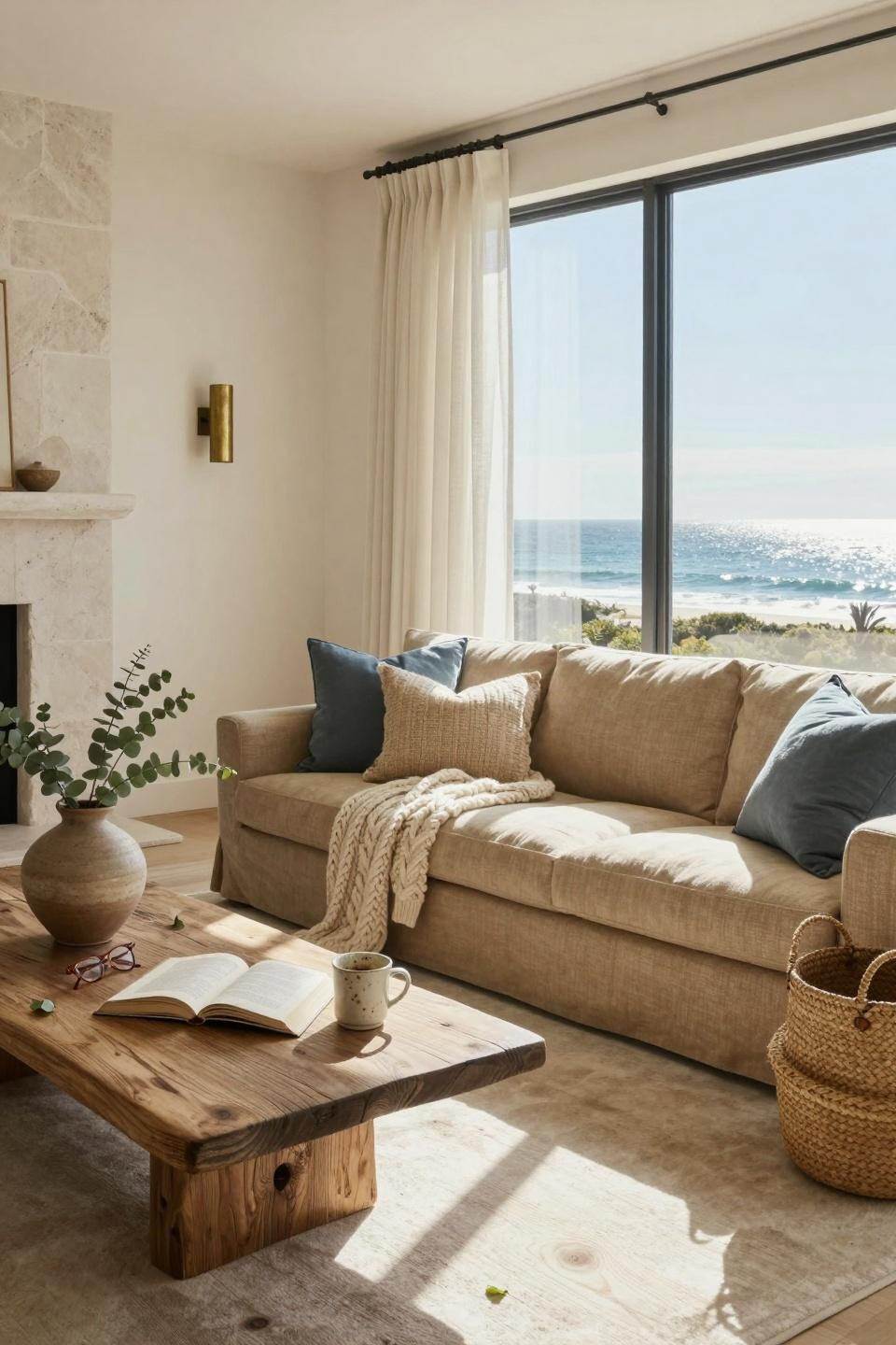 Modern Coastal Home with casual coastal living room setup