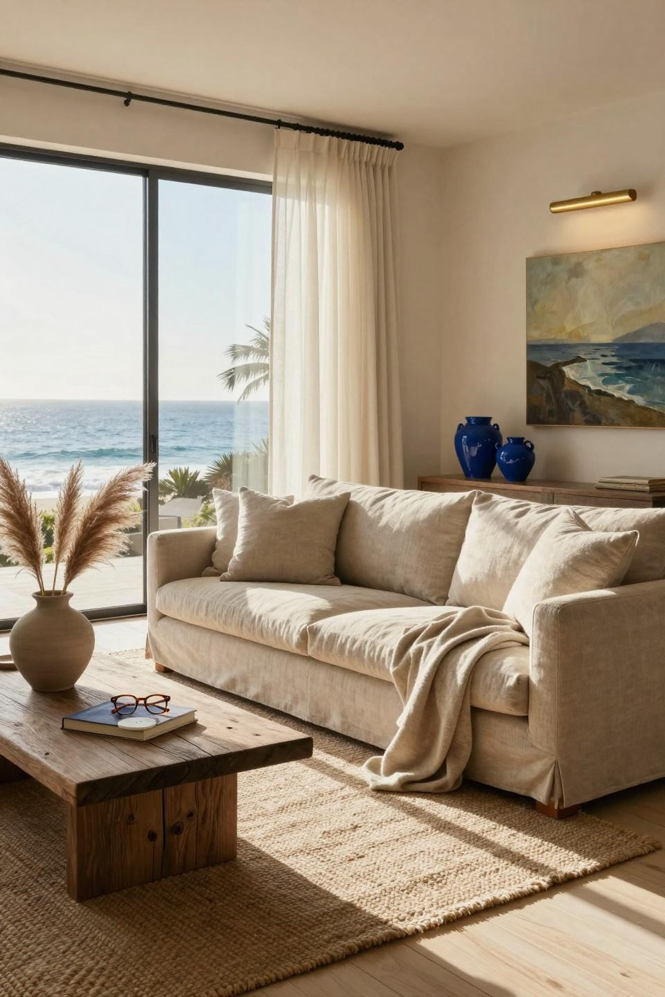 Modern Coastal Home with shiplap walls and blue accents