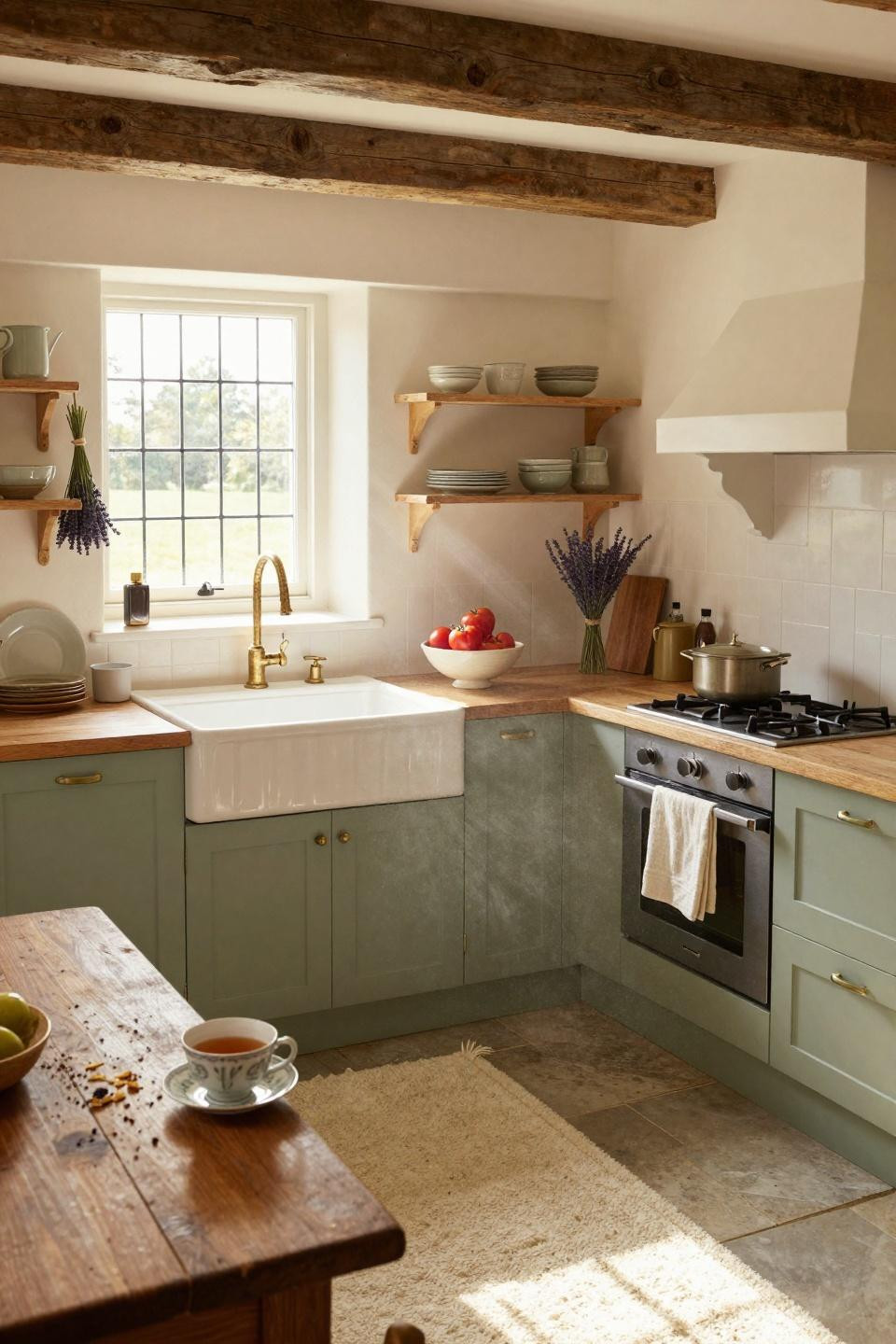 modern cottage core vintage dishes display