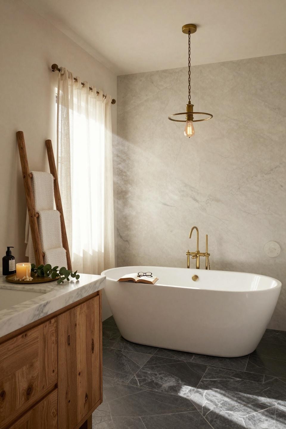 Modern Farmhouse Master Bath - spacious barn conversion bathroom