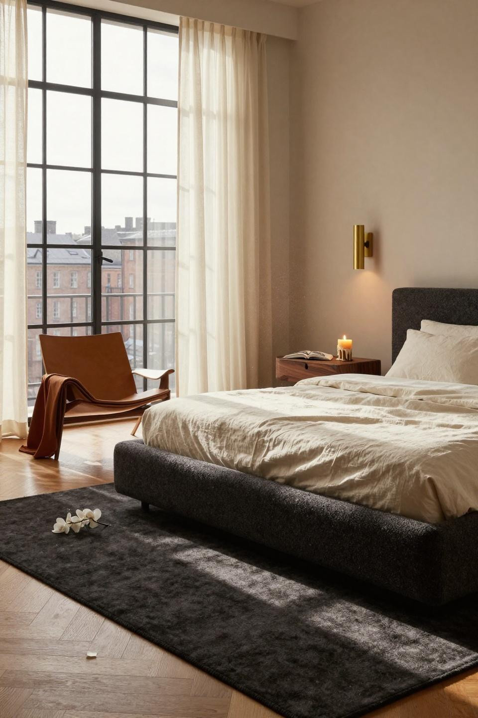 Master bedrooms decor modern with rich wood and leather details