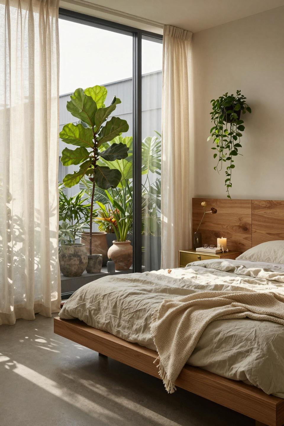 Master bedrooms decor modern with greenery and natural elements