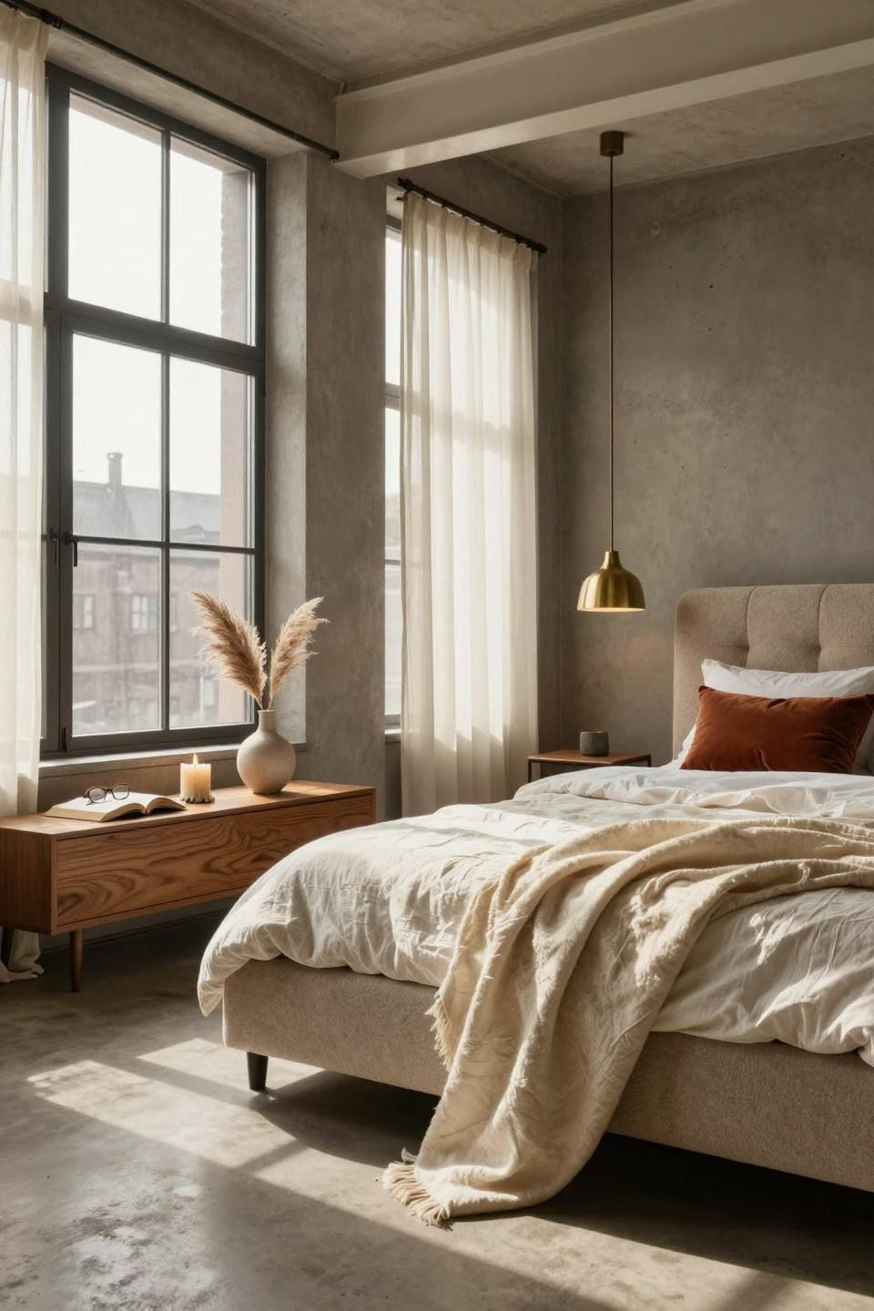 Master bedrooms decor modern with textured upholstery and color pops