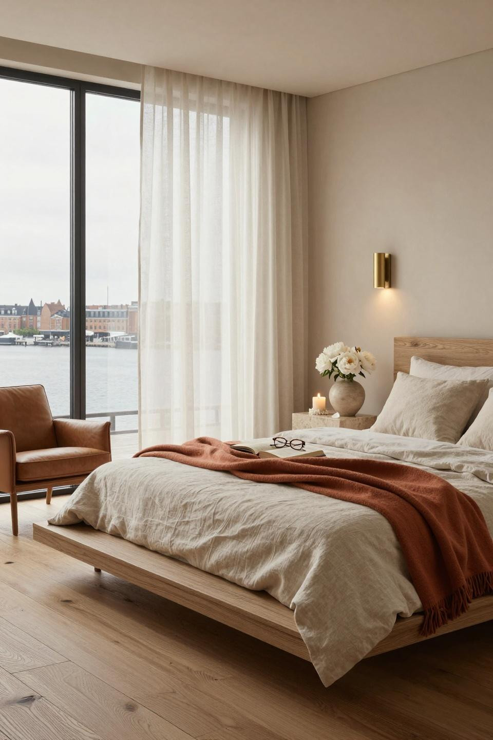 Master bedrooms decor modern with soft natural light and flowers