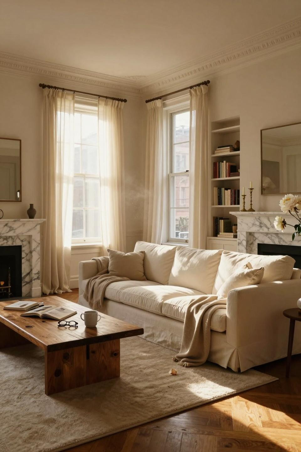 Nancy Meyers Interiors apartment with high ceilings