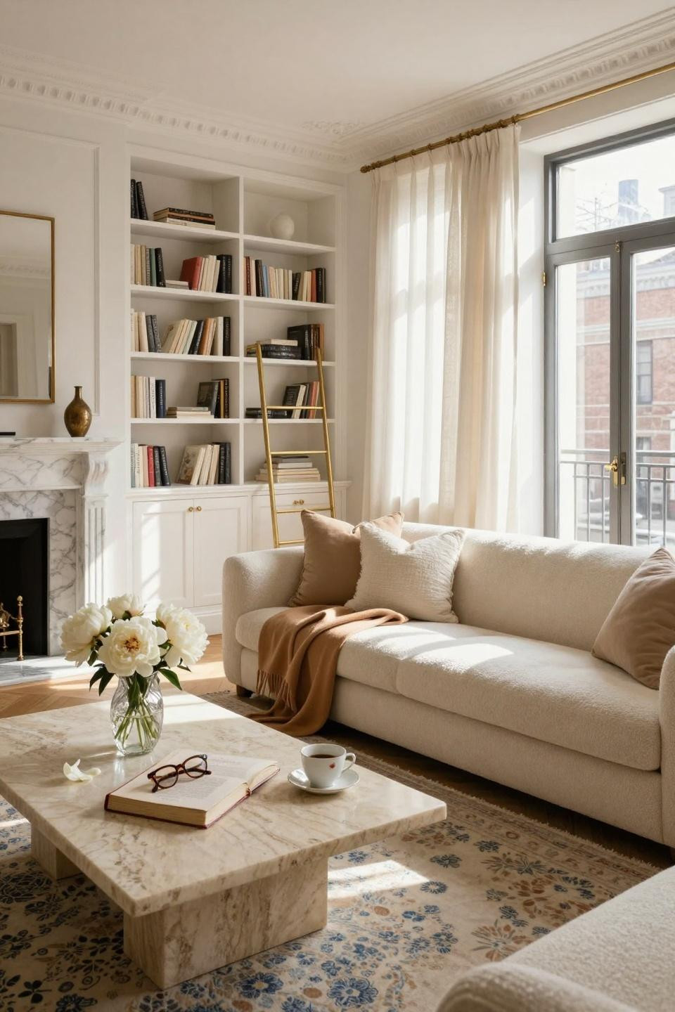 Nancy Meyers Interiors living room with textured furniture