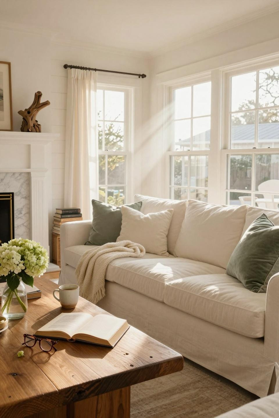 Nancy Meyers Interiors living room with layered textures