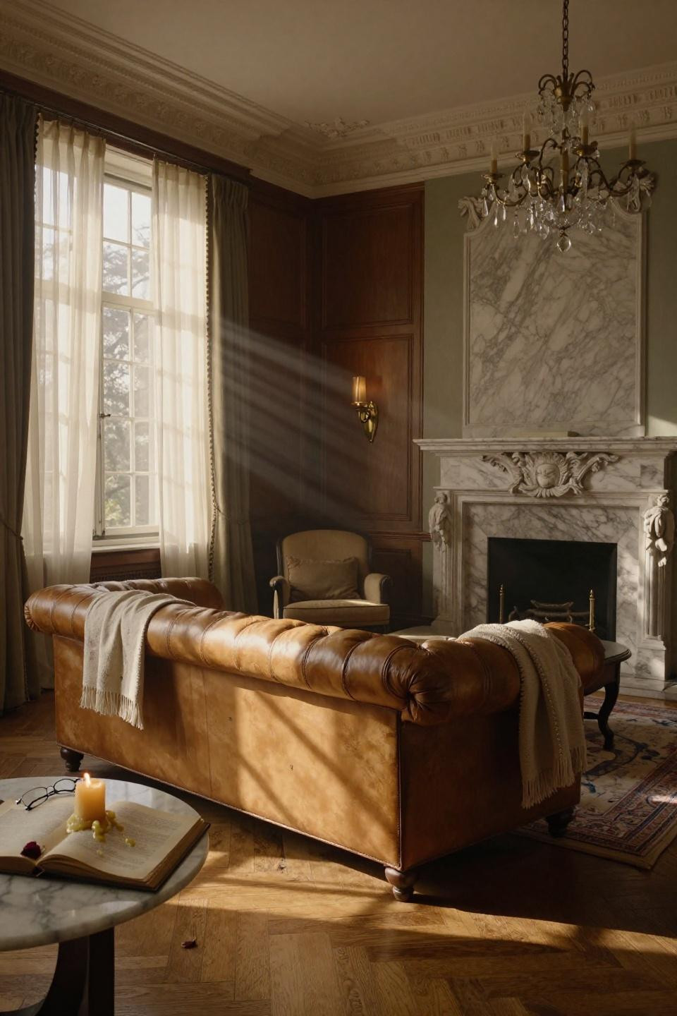 Mansion Aesthetic - Gilded Age drawing room with Italian marble fireplace