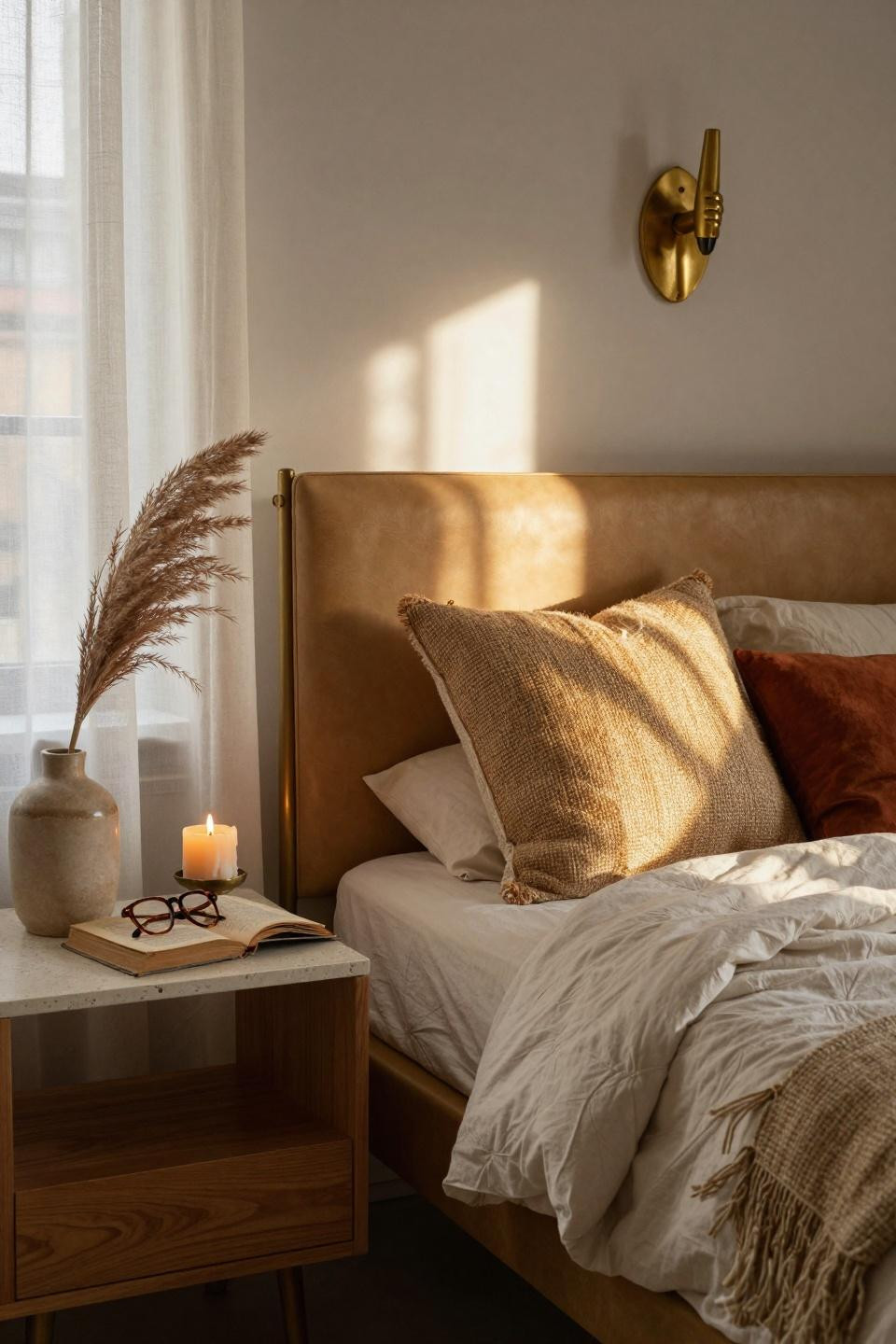 Organic Modern Bedroom close-up of textures and materials