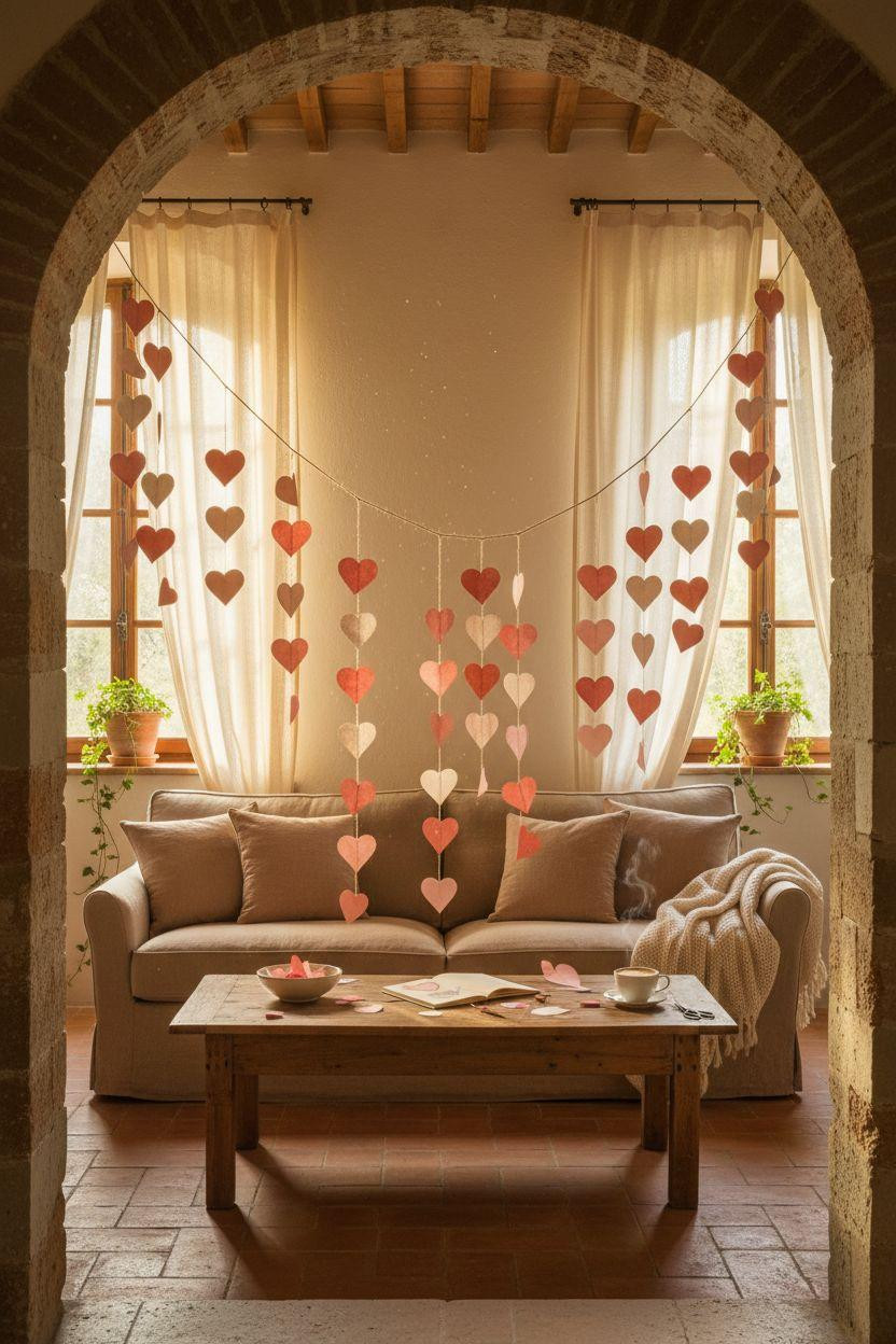 heart decorations - cascading paper hearts
