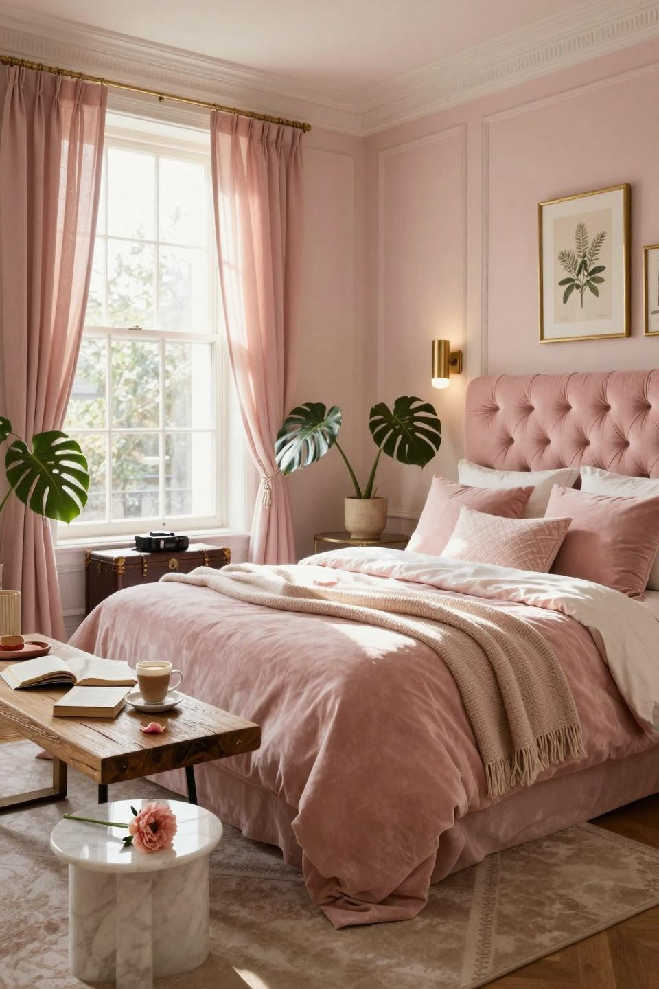 Pink Dorm Rooms - Parisian inspired with textured fabrics